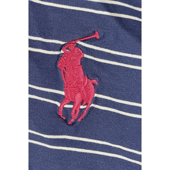 Polo Ralph Lauren Mens XL Short Sleeve Custom Fit Big Pony Striped Shirt Navy - Picture 5 of 9